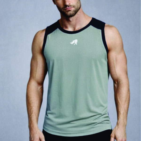 Men Solid Slim Fit Scoop Neck Sports Innerwear Vest with RHYNOMAX COOL+ (Muted Sage)
