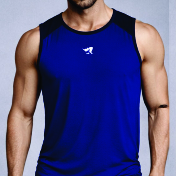 Men Solid Slim Fit Scoop Neck Sports Innerwear Vest with RHYNOMAX COOL+ (Royal Blue)