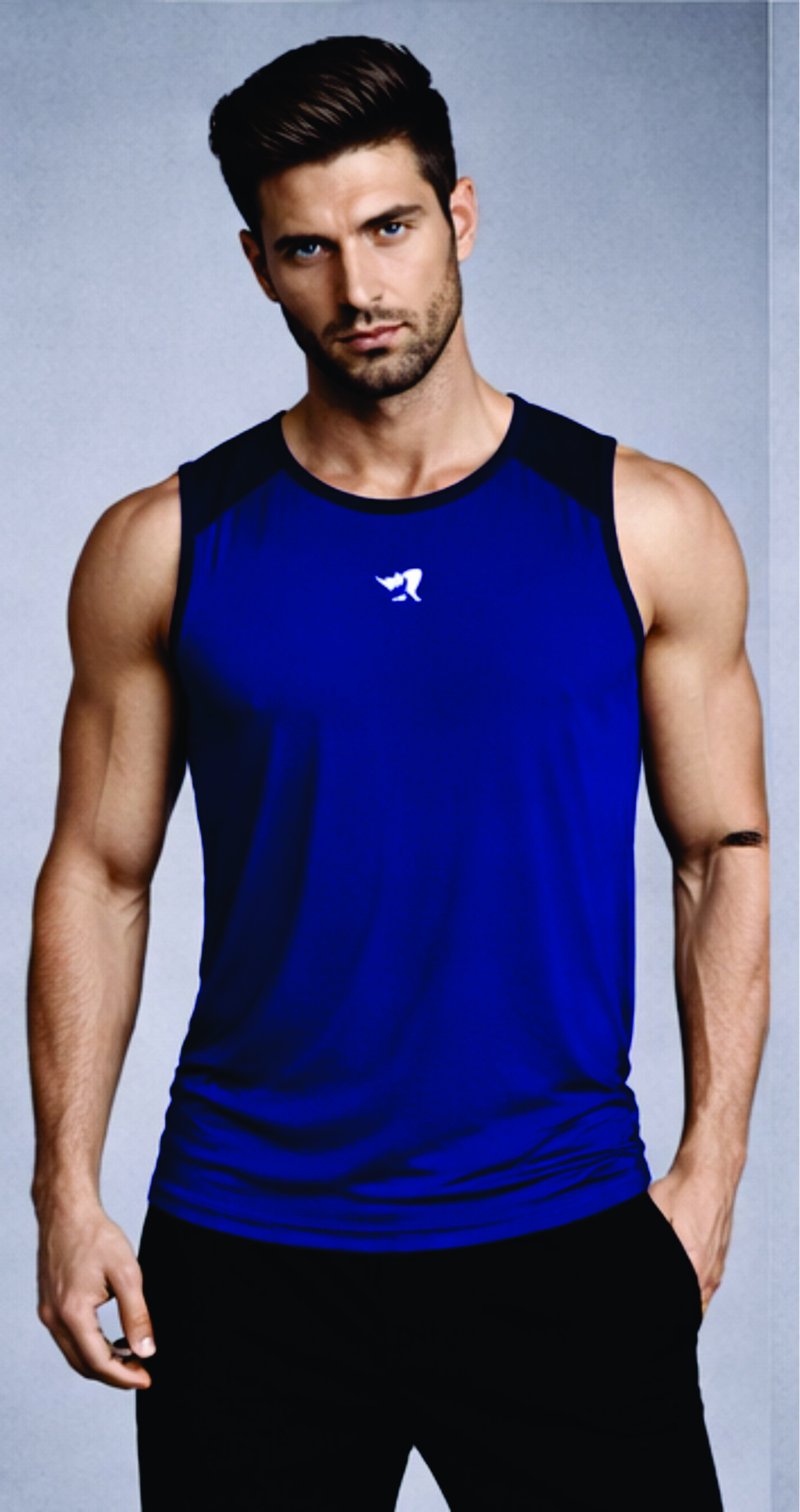 Men Solid Slim Fit Scoop Neck Sports Innerwear Vest with RHYNOMAX COOL+ (Royal Blue)