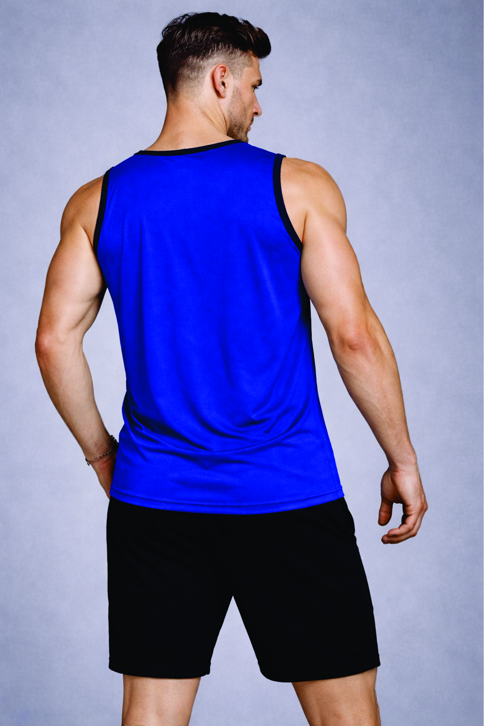 Second image of Men Solid Slim Fit Scoop Neck Sports Innerwear Vest with RHYNOMAX COOL+ (Royal Blue)