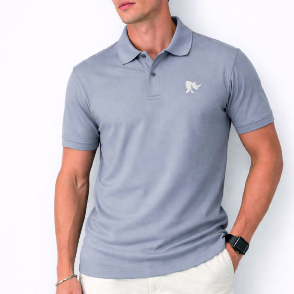 Men Solid Slim Fit Polo T-shirt with COTFLEX (Light Grey)