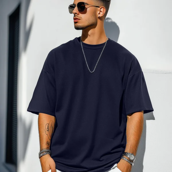 Oversize Fitness T-Shirt Unisex | Heavy Cotton | Relaxed Fit | Gym & Streetwear Essential (Navy)