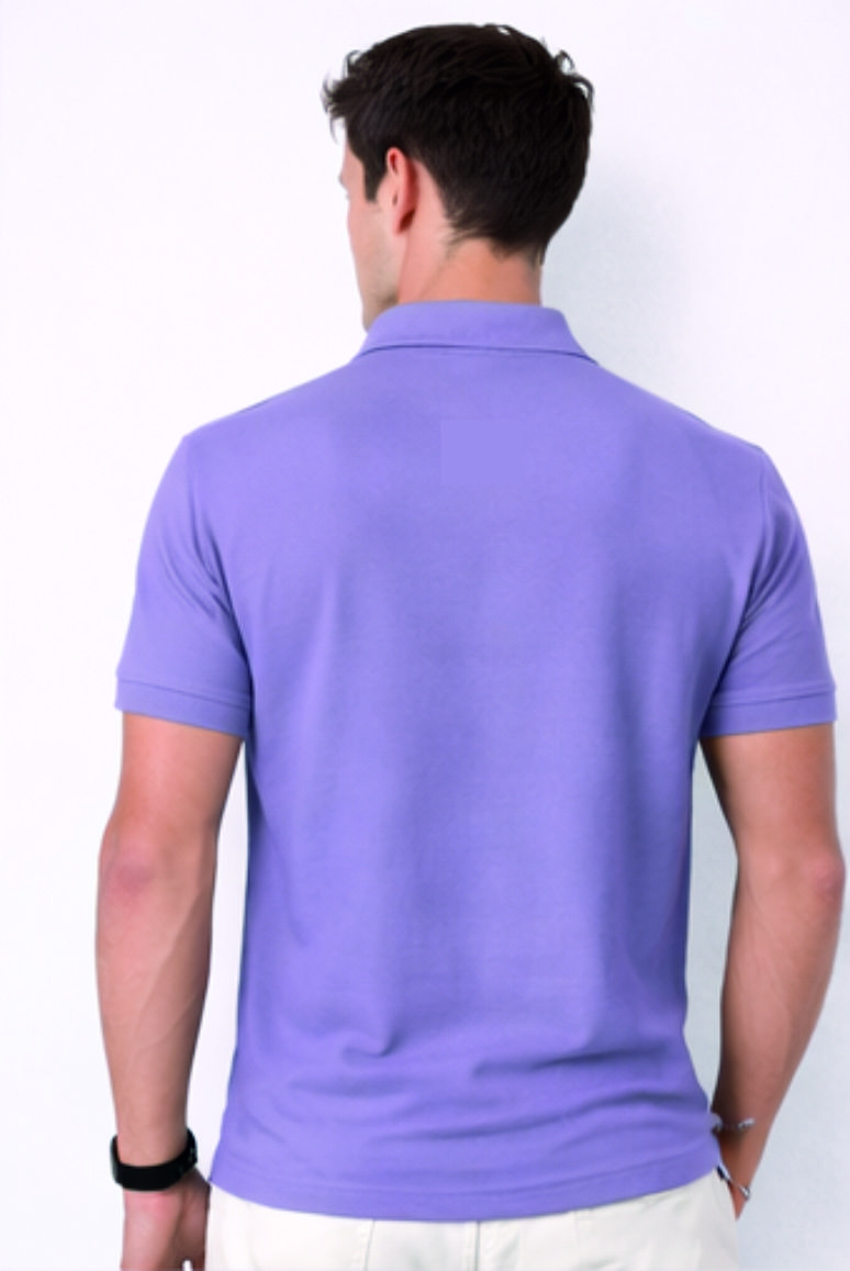Second image of Men Solid Slim Fit Polo T-shirt with COTFLEX (Purple)