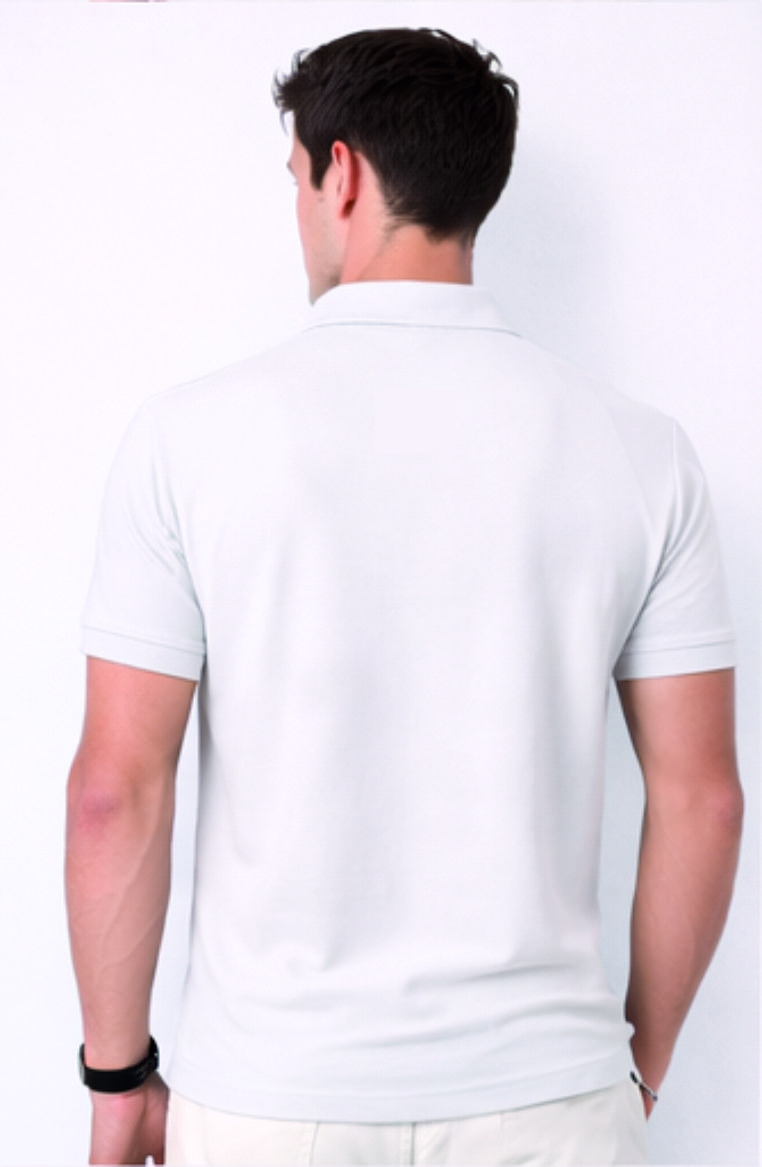 Second image of Men Solid Slim Fit Polo T-shirt with COTFLEX (White)