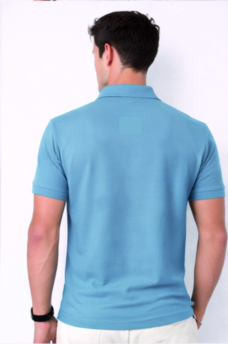 Second image of Men Solid Slim Fit Polo T-shirt with COTFLEX (Sky Blue)