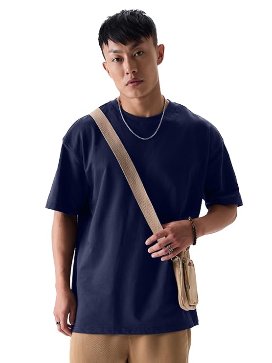 Second image of Oversize Fitness T-Shirt Unisex | Heavy Cotton | Relaxed Fit | Gym & Streetwear Essential (Navy)