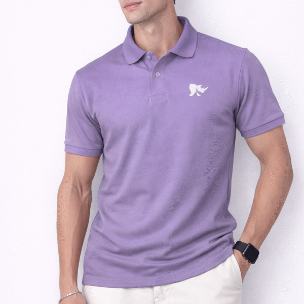 Men Solid Slim Fit Polo T-shirt with COTFLEX (Purple)