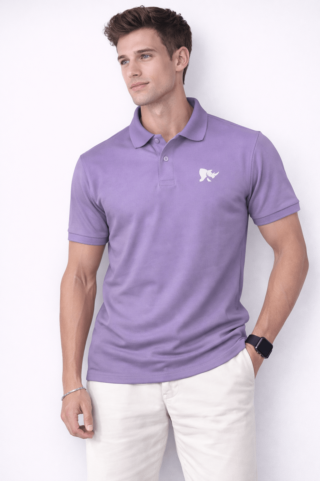Men Solid Slim Fit Polo T-shirt with COTFLEX (Purple)