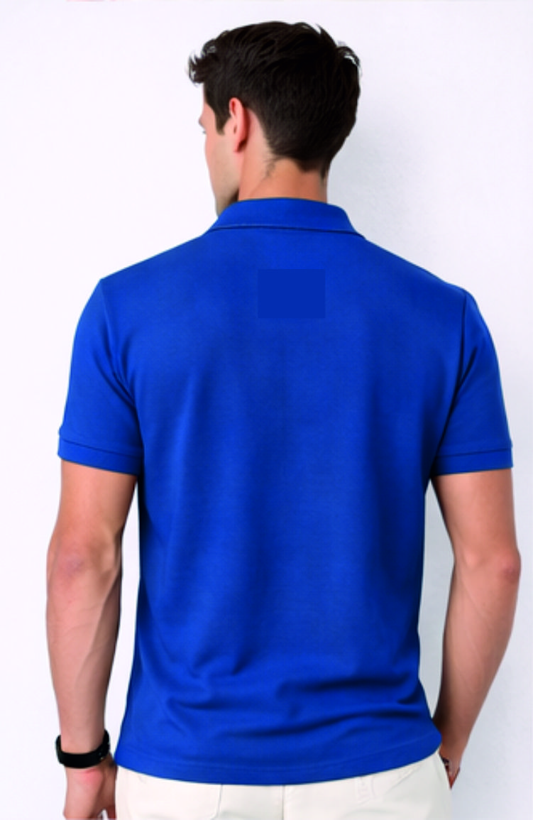Second image of Men Solid Slim Fit Polo T-shirt with COTFLEX (Royal Blue)