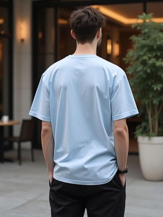 Second image of Oversize Fitness T-Shirt Unisex | Heavy Cotton | Relaxed Fit | Gym & Streetwear Essential (Sky Blue)