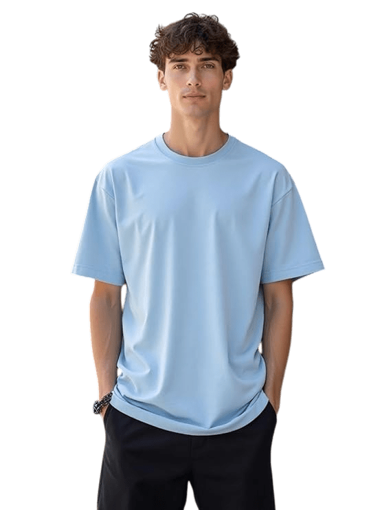 Oversize Fitness T-Shirt Unisex | Heavy Cotton | Relaxed Fit | Gym & Streetwear Essential (Sky Blue)